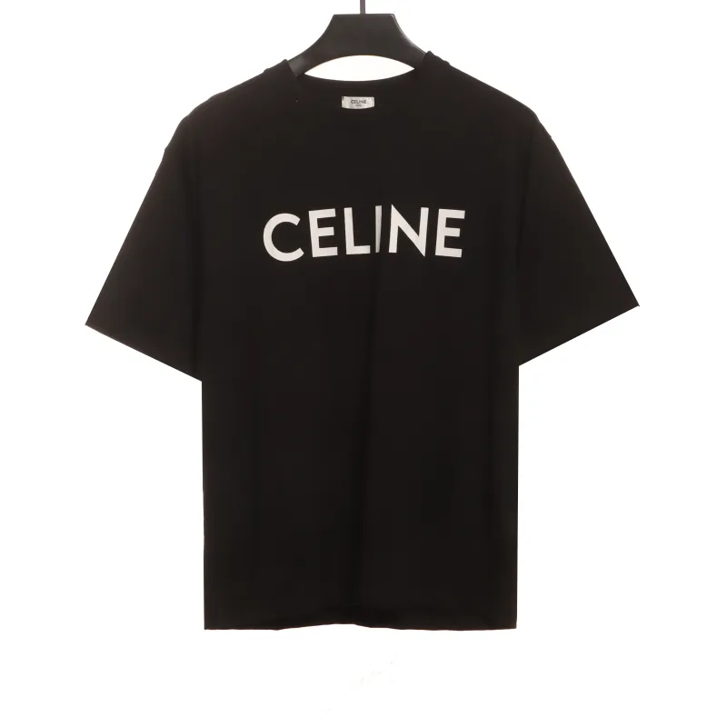  Celine basic letter short-sleeved shirt black T-Shirts