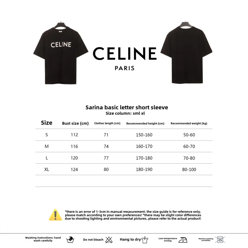  Celine basic letter short-sleeved shirt black T-Shirts