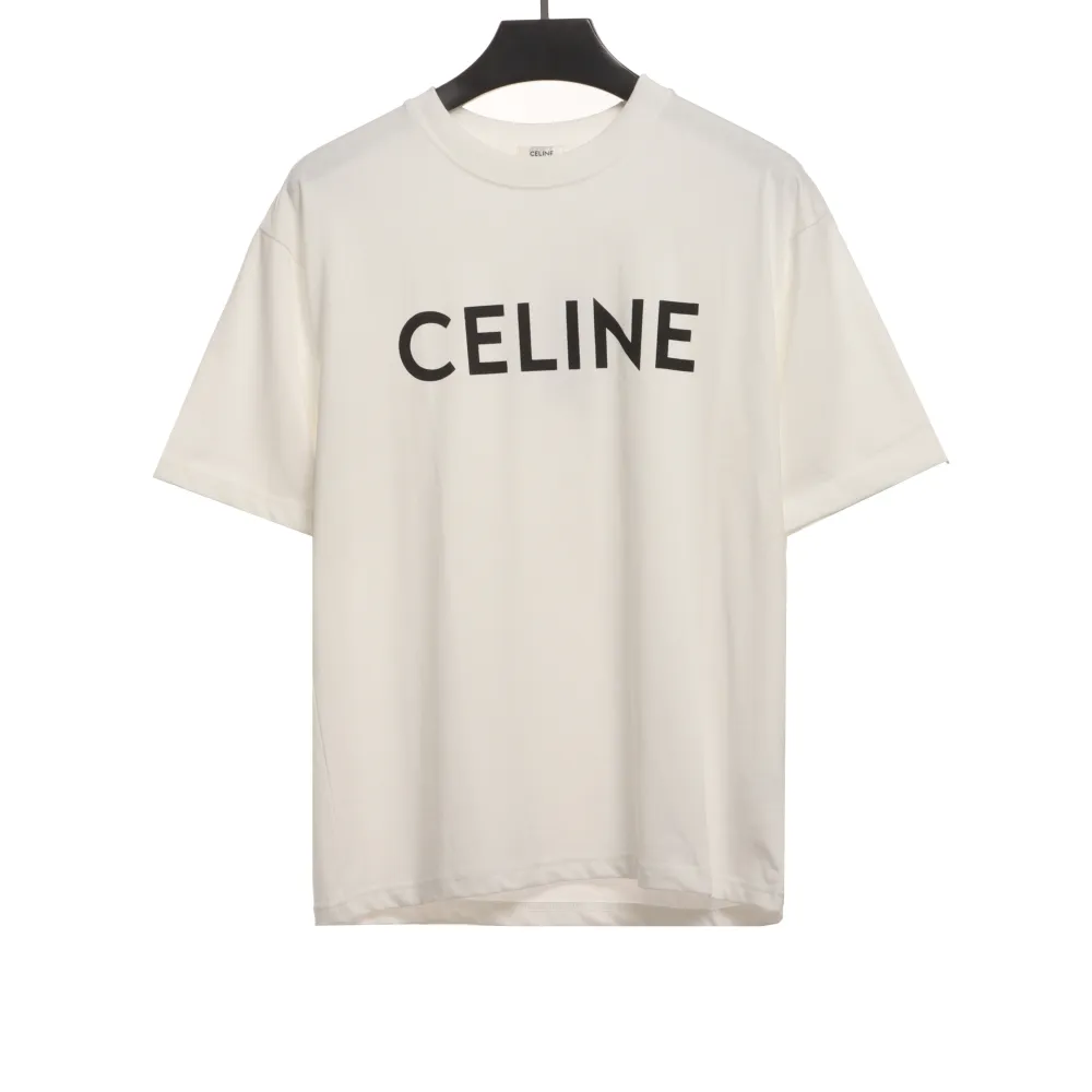  Celine basic letter short-sleeved shirt white T-Shirts