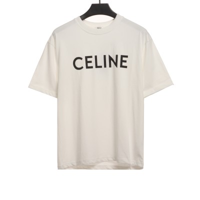 Celine basic letter short-sleeved shirt white T-Shirts 01
