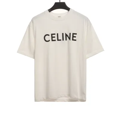 Celine basic letter short-sleeved shirt white T-Shirts 01