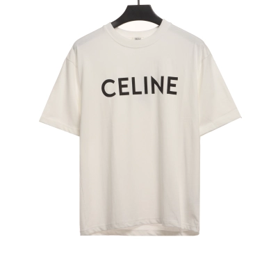  Celine basic letter short-sleeved shirt white T-Shirts 01