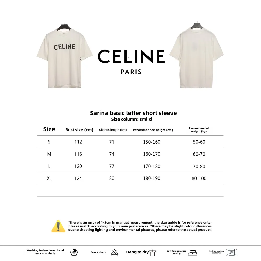  Celine basic letter short-sleeved shirt white T-Shirts