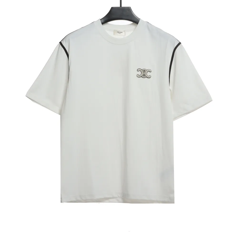  Celine contrasting lines black and white logo short-sleeved shirt 1901 T-Shirts