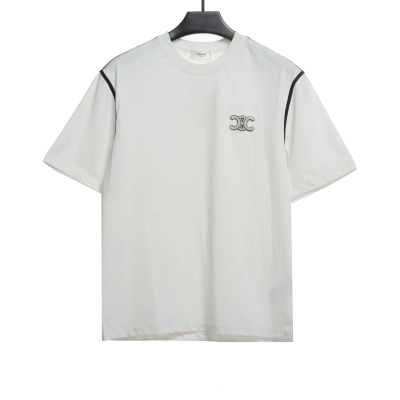  Celine contrasting lines black and white logo short-sleeved shirt 1901 T-Shirts 01