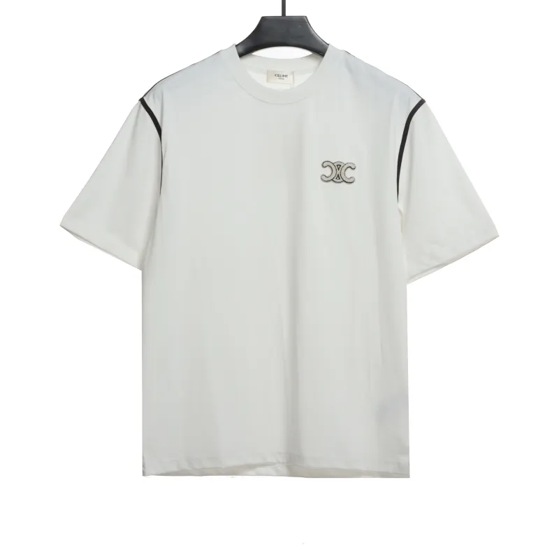  Celine contrasting lines black and white logo short-sleeved shirt 1901 T-Shirts