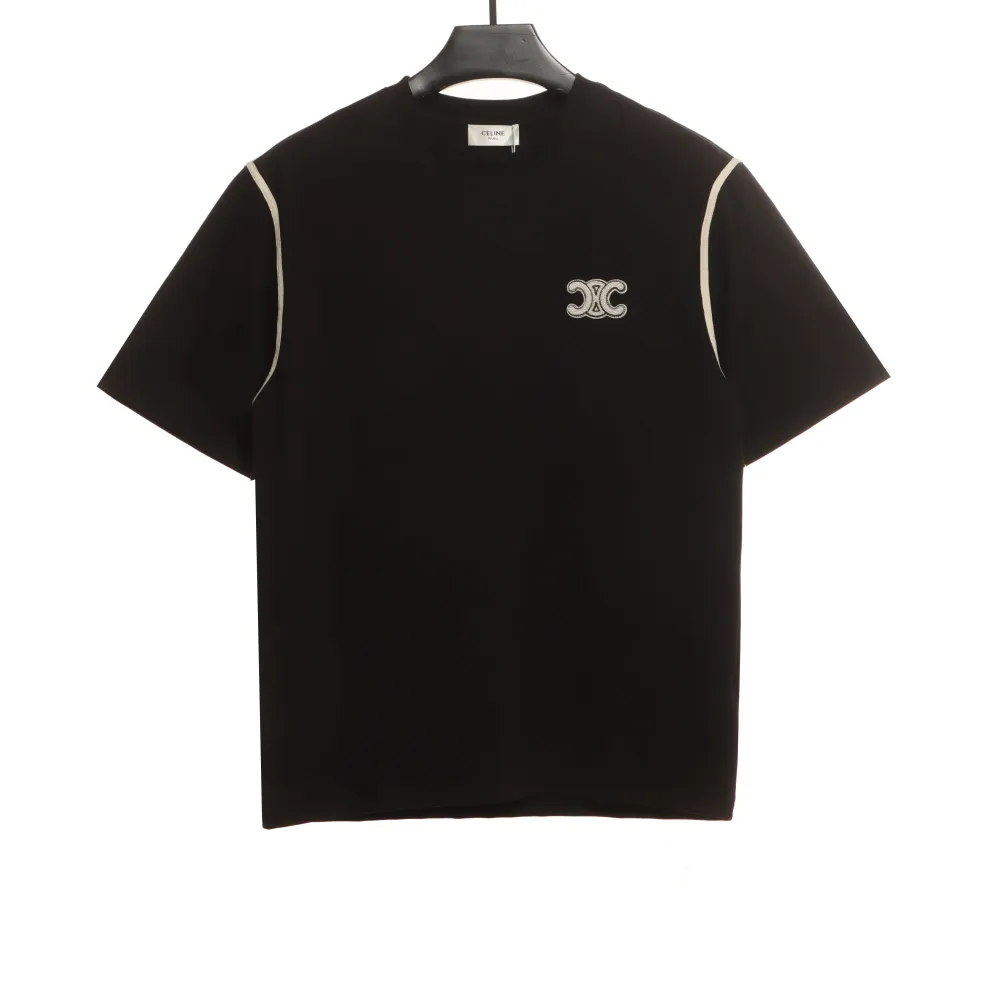  Celine contrasting lines black and white logo short-sleeved shirt 1902 T-Shirts