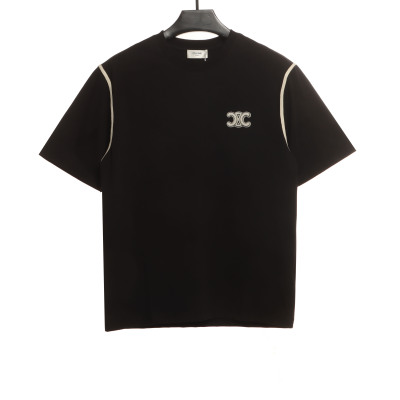 Celine contrasting lines black and white logo short-sleeved shirt 1902 T-Shirts 01