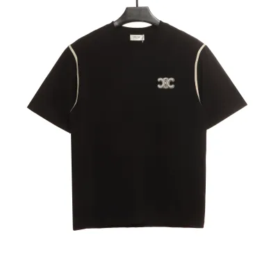 Celine contrasting lines black and white logo short-sleeved shirt 1902 T-Shirts 01