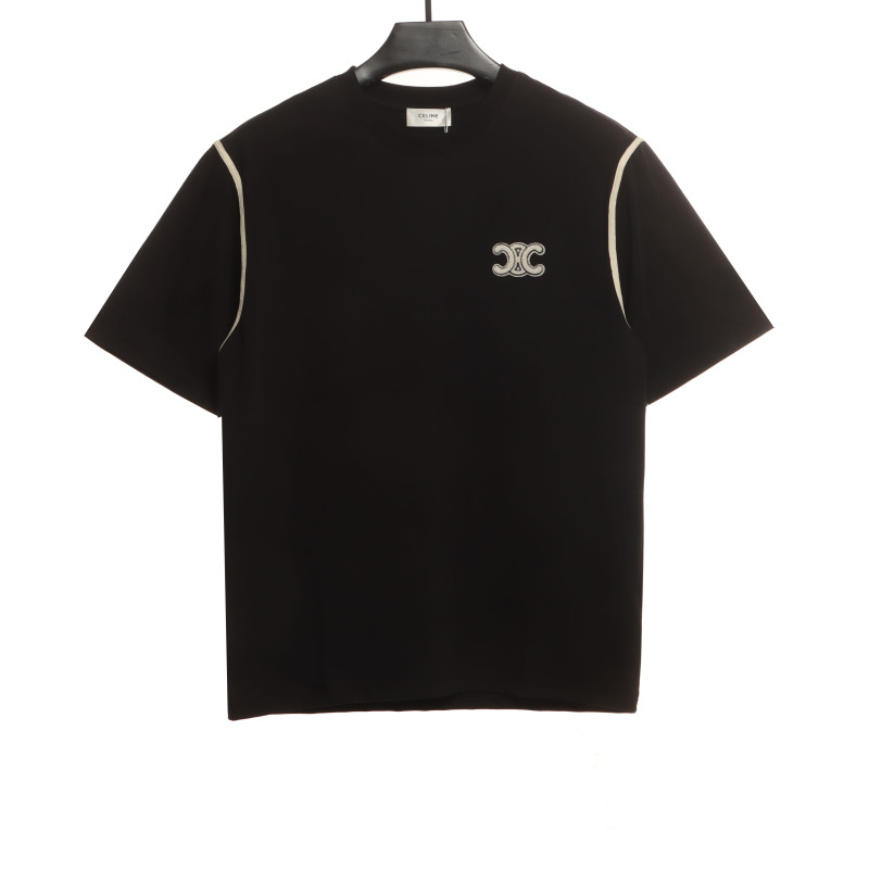 Celine contrasting lines black and white logo short-sleeved shirt 1902 T-Shirts