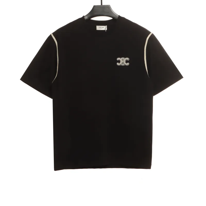  Celine contrasting lines black and white logo short-sleeved shirt 1902 T-Shirts