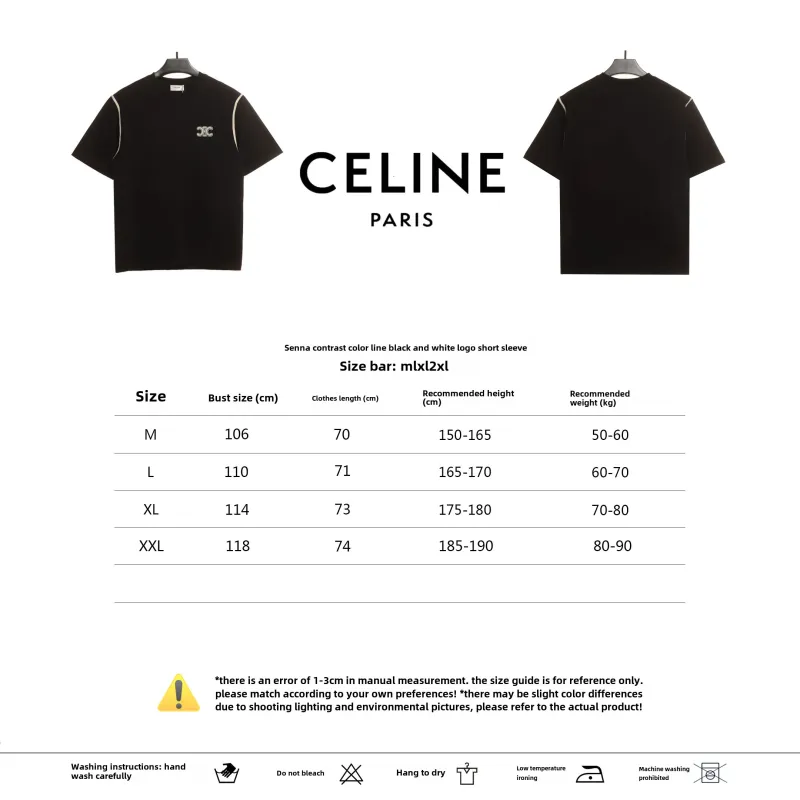  Celine contrasting lines black and white logo short-sleeved shirt 1902 T-Shirts