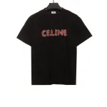  Celine hot rhinestone letter short-sleeved shirt Black T-Shirts
