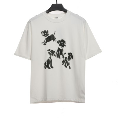 Celine joint-branded printed puppy short-sleeved shirt white T-Shirts 01