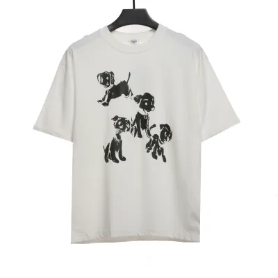 Celine joint-branded printed puppy short-sleeved shirt white T-Shirts 01