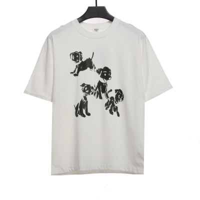  Celine joint-branded printed puppy short-sleeved shirt white T-Shirts 01