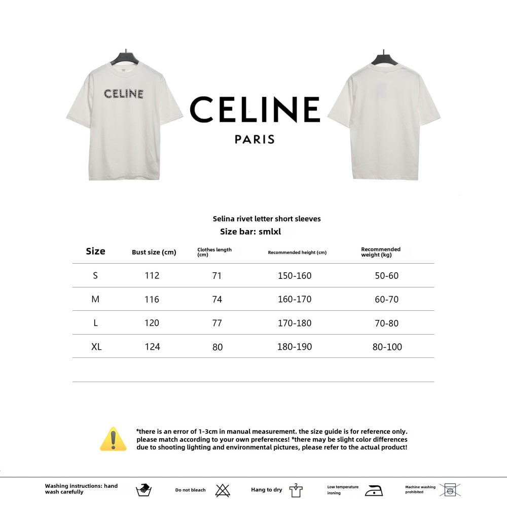 Celine rivet letter short-sleeved shirt white T-Shirts
