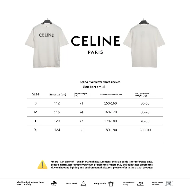 Celine rivet letter short-sleeved shirt white T-Shirts