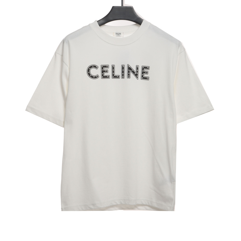 Celine rivet letter short-sleeved shirt white T-Shirts