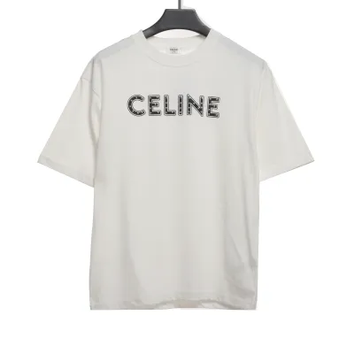 Celine rivet letter short-sleeved shirt white T-Shirts 01