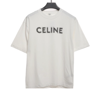 Celine rivet letter short-sleeved shirt white T-Shirts 01