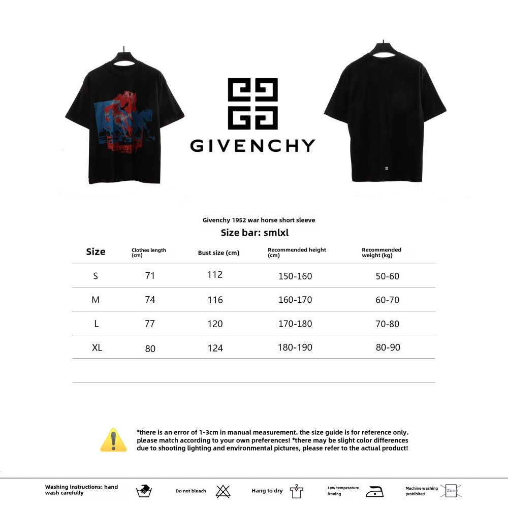 Givenchy 1952 war horse short sleeves black T-Shirts
