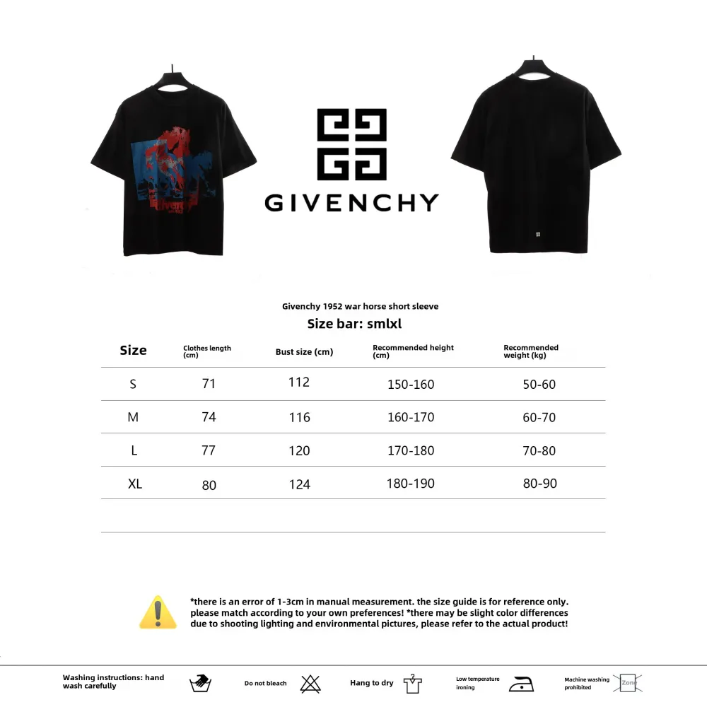  Givenchy 1952 war horse short sleeves black T-Shirts