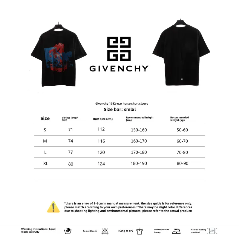  Givenchy 1952 war horse short sleeves black T-Shirts