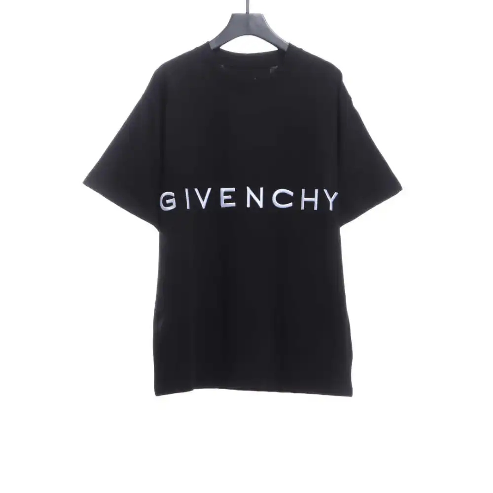 Givenchy 3D embroidery embroidered round neck short sleeves black T-Shirts