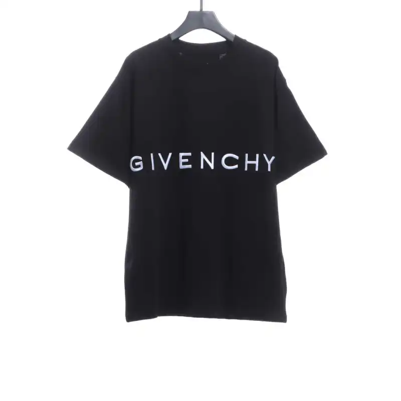 Givenchy 3D embroidery embroidered round neck short sleeves black T-Shirts