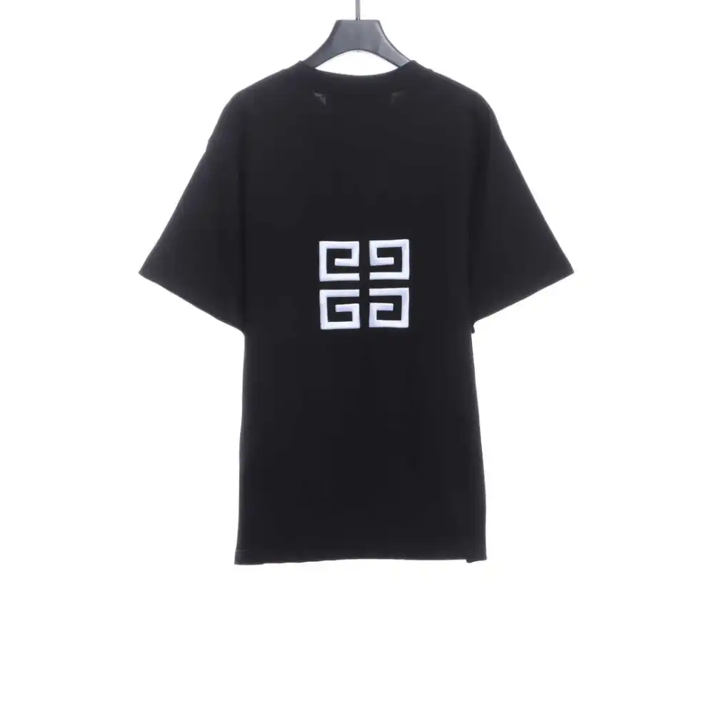 Givenchy 3D embroidery embroidered round neck short sleeves black T-Shirts