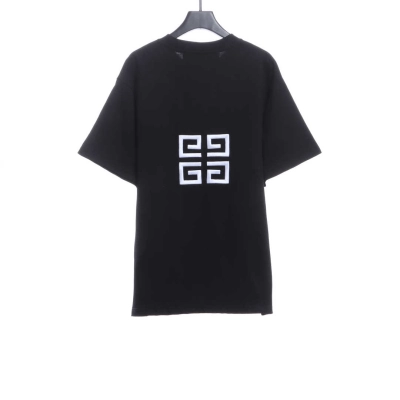 Givenchy 3D embroidery embroidered round neck short sleeves black T-Shirts 02