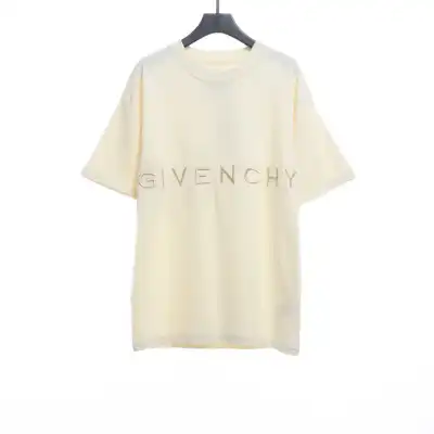 Givenchy 3D embroidery embroidered round neck short sleeves off-white T-Shirts 01