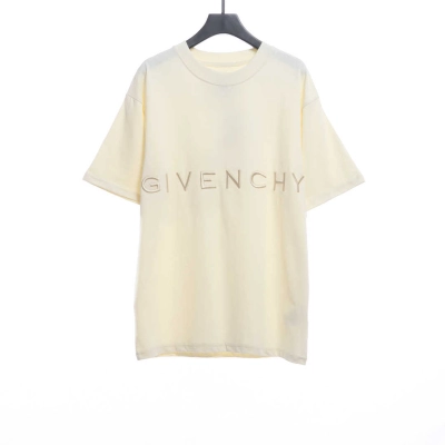 Givenchy 3D embroidery embroidered round neck short sleeves off-white T-Shirts 01