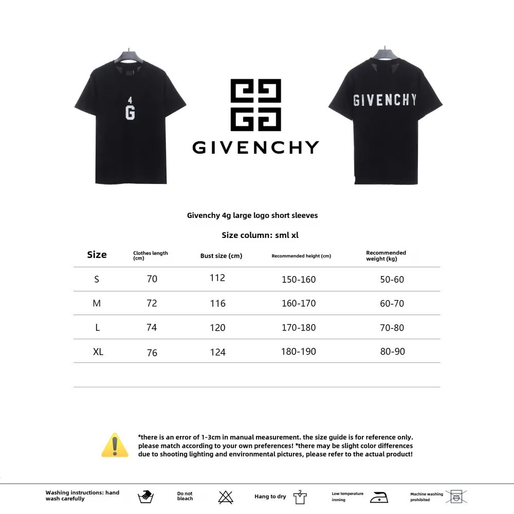 Givenchy 4G big logo short-sleeved black T-Shirts