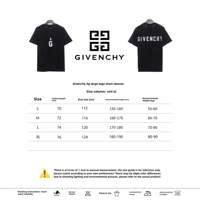  Givenchy 4G big logo short-sleeved black T-Shirts
