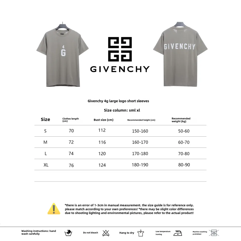 Givenchy 4G big logo short-sleeved gray T-Shirts