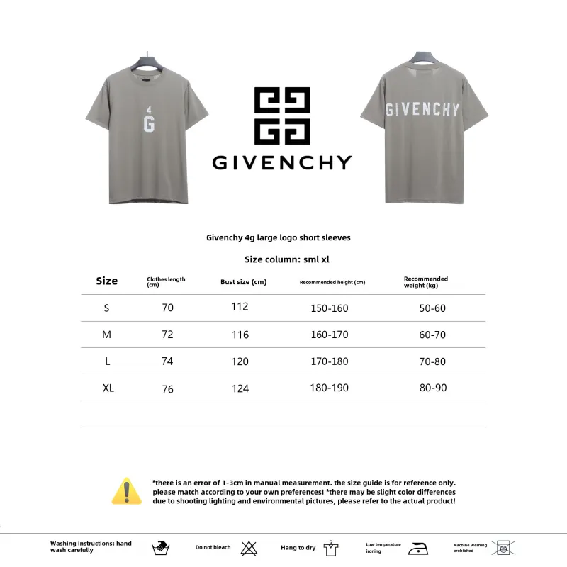  Givenchy 4G big logo short-sleeved gray T-Shirts