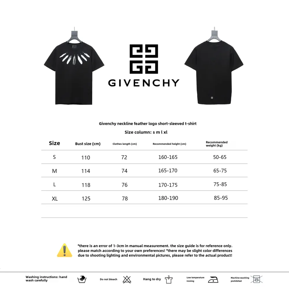 Givenchy collar feather logo short-sleeved T-shirt Black T-Shirts