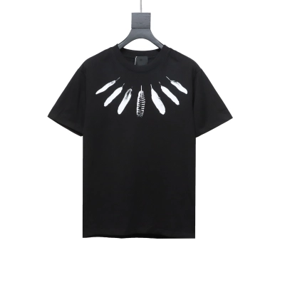 Givenchy collar feather logo short-sleeved T-shirt Black T-Shirts 01