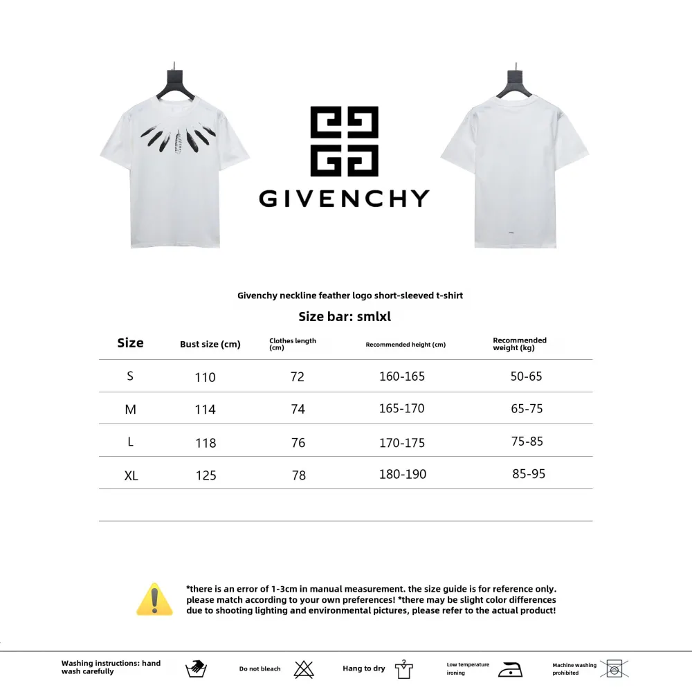  Givenchy collar feather logo short-sleeved T-shirt White T-Shirts
