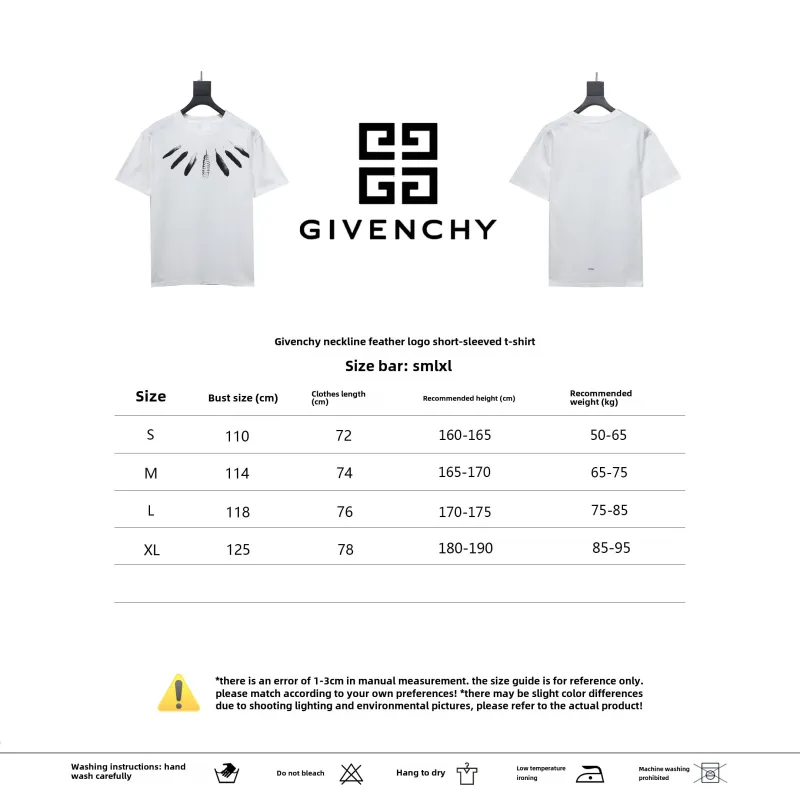  Givenchy collar feather logo short-sleeved T-shirt White T-Shirts
