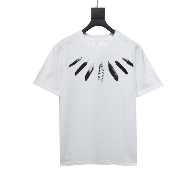  Givenchy collar feather logo short-sleeved T-shirt White T-Shirts