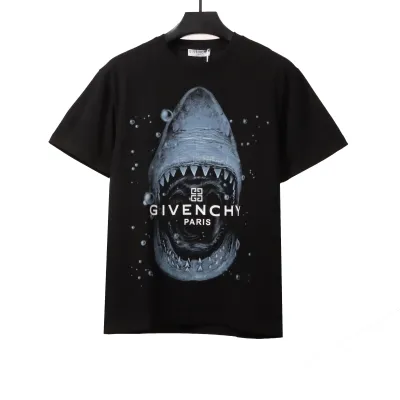  Givenchy diving great white shark print short-sleeved Black T-Shirts 01