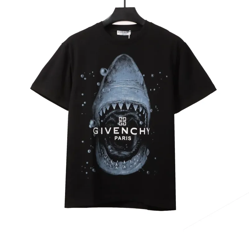  Givenchy diving great white shark print short-sleeved Black T-Shirts