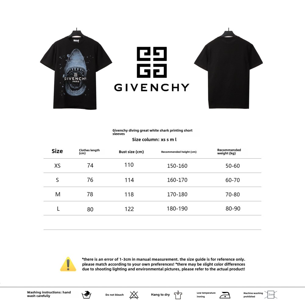 Givenchy diving great white shark print short-sleeved Black T-Shirts