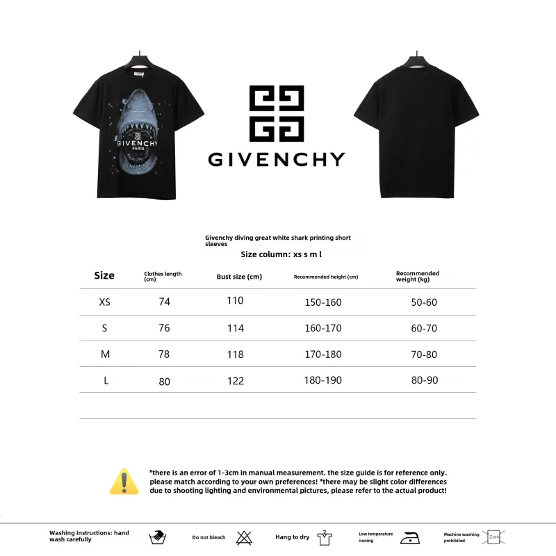  Givenchy diving great white shark print short-sleeved Black T-Shirts
