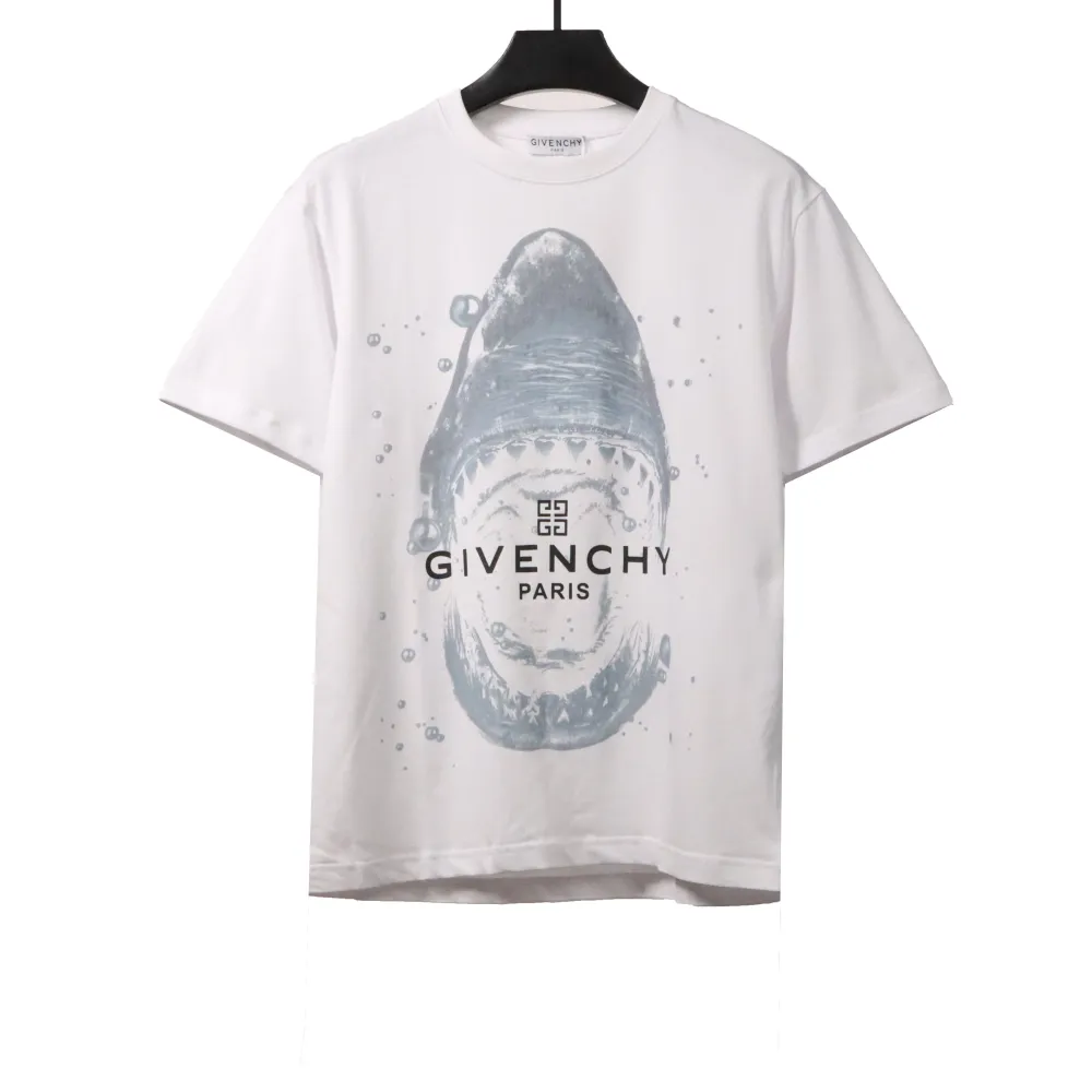  Givenchy diving great white shark print short-sleeved white T-Shirts