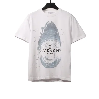  Givenchy diving great white shark print short-sleeved white T-Shirts 01