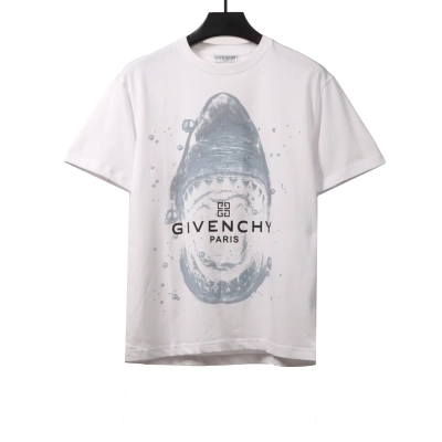 Givenchy diving great white shark print short-sleeved white T-Shirts 01